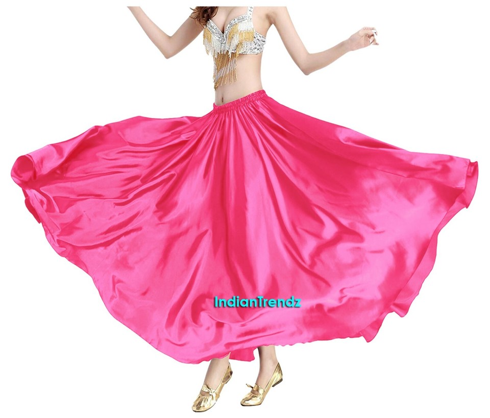 AU NEW Hot 360 Full Circle Satin Long Skirt Swing Belly Dance
