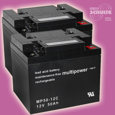 Akkus Batterie Elektromobil Invacare Orion Metro 6 km/h, 2 x 12V 50Ah Blei AGM