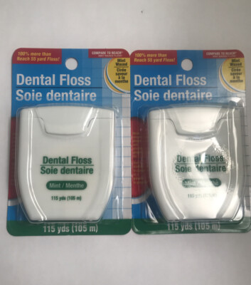 Assured Dental Floss 2 Pack 115yds Each Mint Waxed Made In China -Bent Package