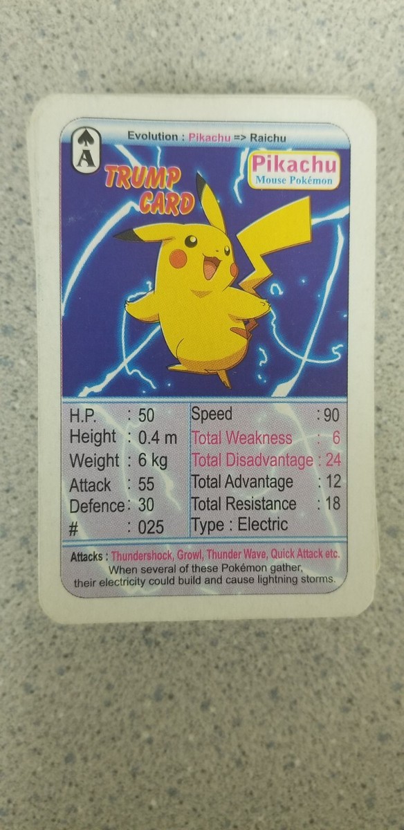 Pokmon Funskool (INDIA) Vintage 52 Playing Cards - Pikachu - Squirtle LP - Htf Pokmon Funskool (INDIA) Vintage 52 Playing Cards - Pikachu - Squirtle LP - Htf