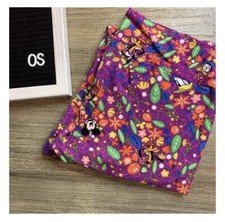 LulaRoe OS Mickey  Friends Floral Purple Background Leggings - NWOT