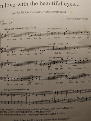 In love with the beautiful eyes. SATB Chorus (divisi) Unaccompanied 2014 S5