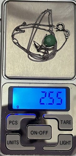 Signed “925” Sterling Silver Green Charm “925” Sterling Silver Chain Necklace - Bild 14 von 14
