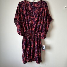 New Lands' End Ladies Swim Cover-Up Size XL-XXL Drawstring Waist Floral NWT 421