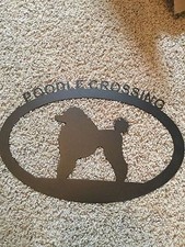 New Poodle Crossing Black Metal Sign 17" x 11"