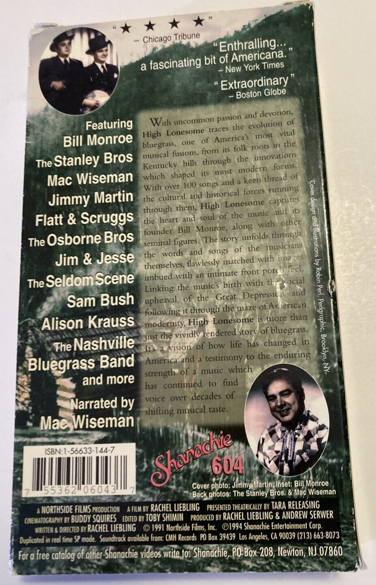 High Lonesome: The Story of Bluegrass Music / Documentary VHS Bill