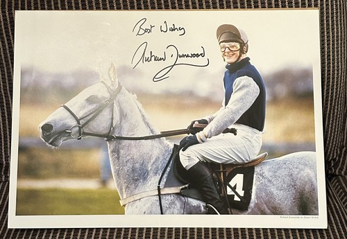 Signed Richard Dunwoody Picture Desert Orchid 1990 Cheltenham Horse Racing