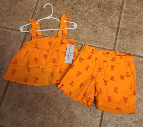 Cat & Jack Toddler 5T Girls Outfit Pineapple Top & Short Set - NEW - NWT ~ CUTE!