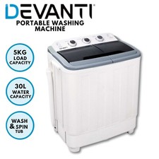 Devanti 5kg Portable Twin Tub Washing Machine Spin Dryer Lightweight Caravan
