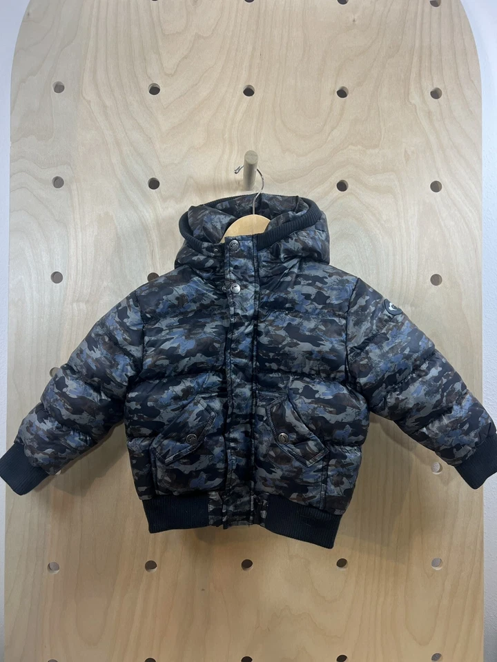 Appaman Boys Navy Bayou Camo Down Fill Full Zip Long Sleeve Puffer Coat Size 3 - Image 2 of 4