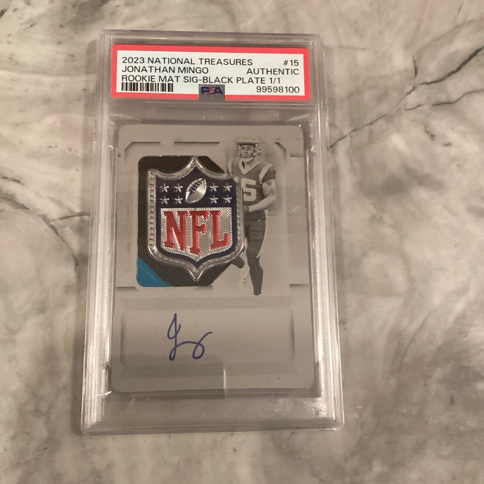Jonathan Mingo Panini National Treasures Rookie Material Signatures Rps #15 Black Printing Plate 1/1