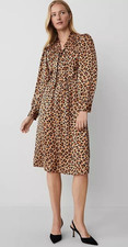 NEW ANN TAYLOR LEOPARD PETITE LONG SLEEVE DRESS SZ 12P