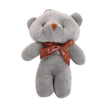 Teddy Bear Gray 4 Inch Stuffed Animal Plush Dolls Keychains Pendants 10 Pcs