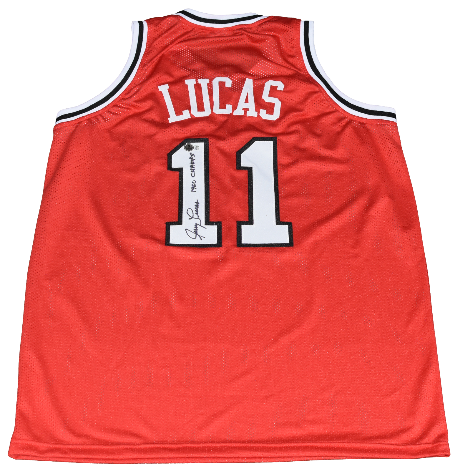Jerry Lucas Autographed Signed Ohio State Buckeyes #11 RED BASKETBALL JERSEY W/ 1960 CHAMPS 