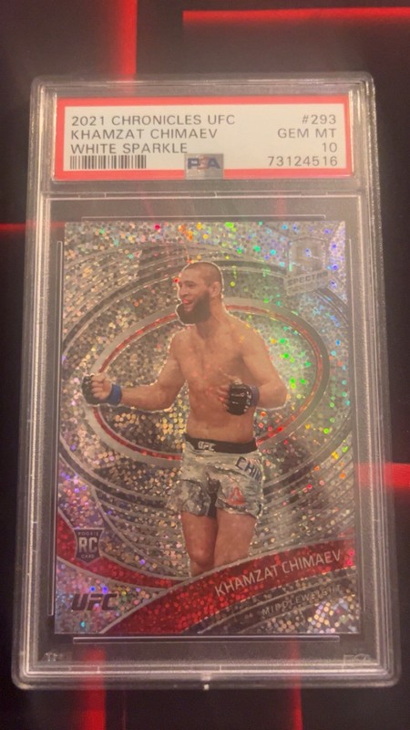 2021 Rookie Card Spectra UFC Khamzat Chimaev White Sparkle PSA 10 “LOW POP”