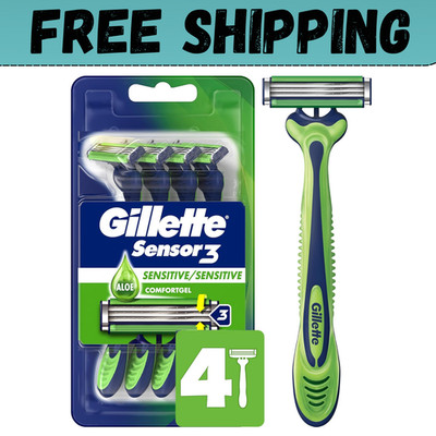 Sensor3 Sensitive Men'S Disposable Razor, 4 Razors