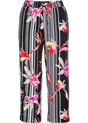 Viskose Culotte Gr. 42 Schwarz Pinklady Gestreift Damenhose Capri-Pants Neu