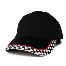 MC Racing Flag Low Profile Structured Cotton Twill Baseball Cap One Size Black
