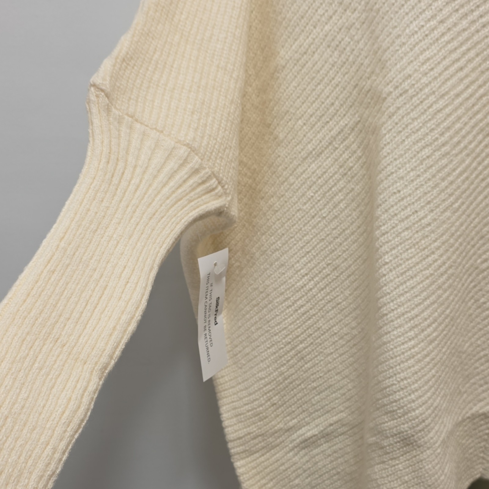 Pretty Lavish Cream Ribbed Knit Oversized Turtleneck Wool Jumper S/M image 6