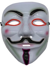 Guy Vendetta Anonymous Mask With 4 Color Party Wire EL Light Up Red White Aqua