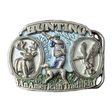 Pewter Belt Buckle Hunting: An American Tradition 1986 Great American Buckle Co