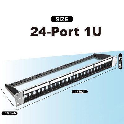 19  1U Shielded Blank Patch Panel 24-Port Rack Mount Keystone Panel Cat6/Cat6A