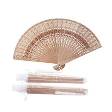 Set of 50pcs Sandalwood Fan Favors with Gift Bags and Tassels Wooden Folding