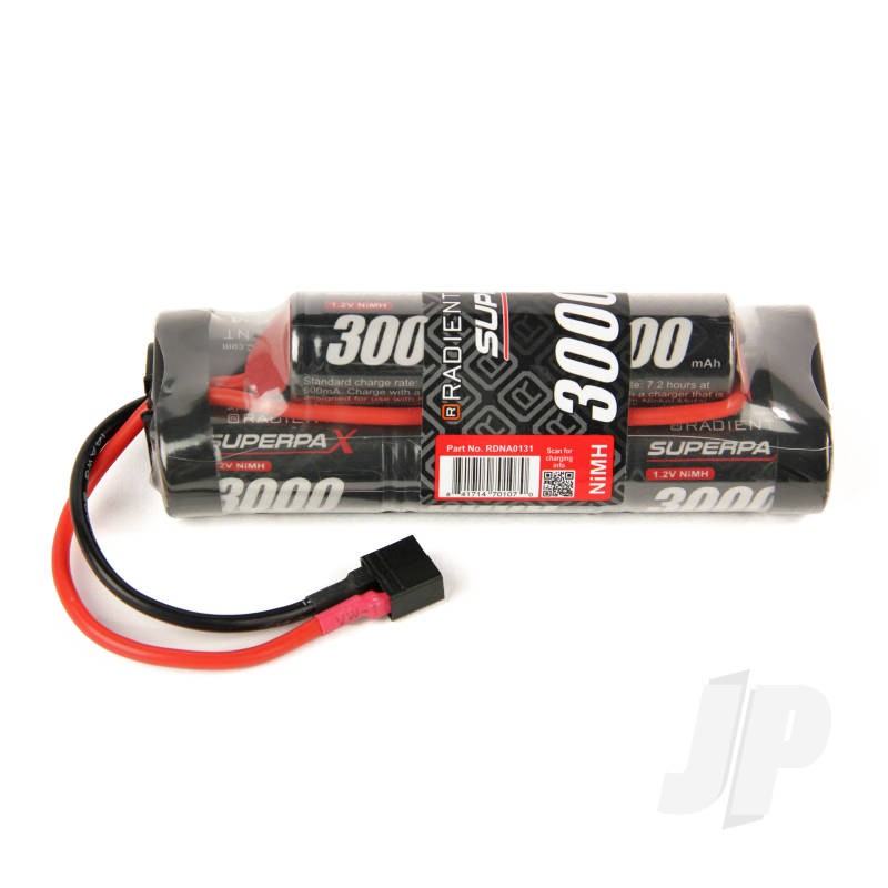 Radient NiMH Battery 9.6V 3000mAh SC 6-2 Hump Pack Deans HCT T-style Connecto...