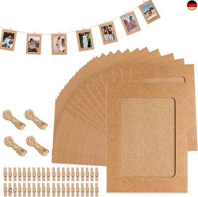40 Stück Fotogirlande Fotoleine mit Klammern Fotowand 10 X 15 cm Fotorahmen aus