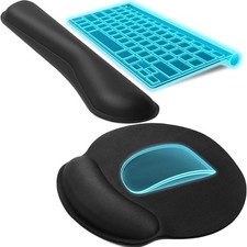2-Piece Keyboard & Mouse Wrist Rest Set with Silky Gel Memory Foam Support Black