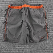 Vintage 90s Nike Athletic Shorts Mens L Grey Orange Piping Retro Swish