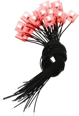 SMD LED 3528 20 Stk. Hausbeleuchtung Lampe Leuchte rot 10x10mm Kabel 20cm 12V