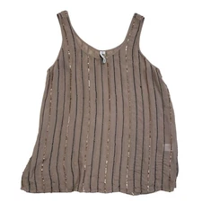 Michael Stars Silk Beaded Tank Top L | Sheer Holiday Sequins Cami NWOT