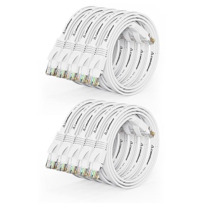 Cat 6 Ethernet Cable 1.5ft (10 Pack) (at a Cat5e Price but 1.5ft, White-Flat 