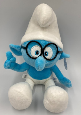 Large Brainy Smurf 13 inch Smurfs Plush Toy Bean Bag Doll Smurf NWT