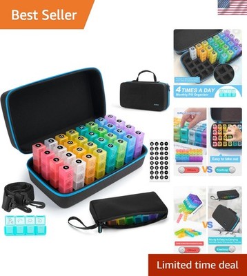 4 Times a Day, Pill Box Organizer with 32 Daily Compartments, 30 Day Pill Org...