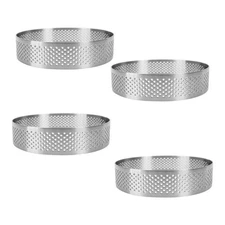 4 Pieces Perforated Tart Ring, 8cm High Grade Stainless Steel Heat-Resistant ...