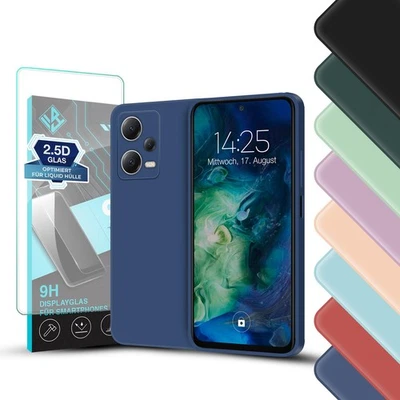LIQUID-SILIKONHÜLLE-FÜR-XIAOMI-REDMI-NOTE-12-XIAOMI-REDMI-NOTE-12 Handy Hülle Xiaomi Redmi Note 12 / 12 5G / 12 Pro 5G / 12 Pro+ 5G Case 9H Glas