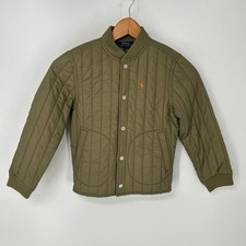 Polo Ralph Lauren Jacket Boys 7 Green Water Repellent Quilted Baseball Snap