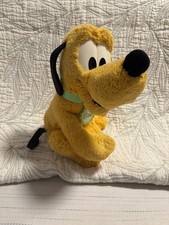 Disney Pluto Plush Stuffed Animal Small 6-14 in Yellow Dog w/ Green Collar 2011