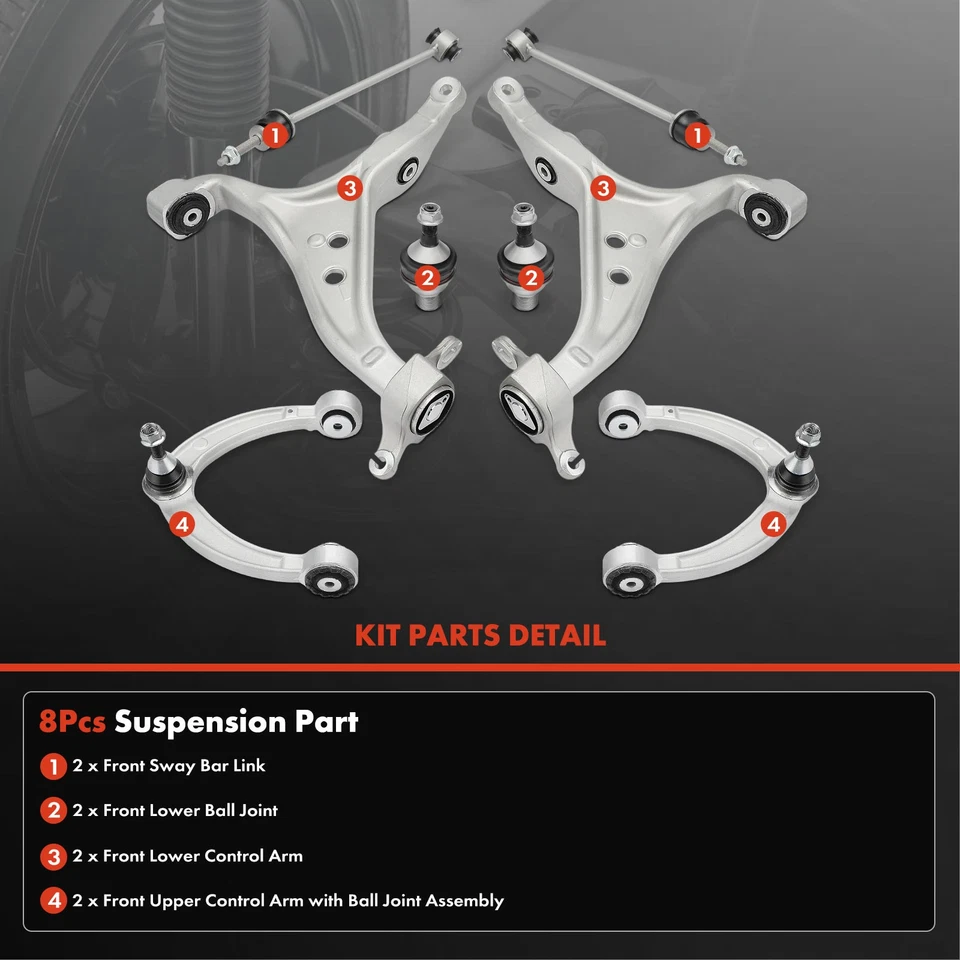 8x Kit de brazo de control delantero inferior y superior para Mercedes-Benz GLE300d GLE350 GLE550 Foto 3 de 4