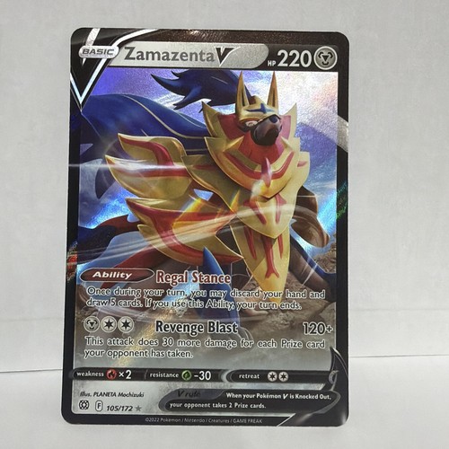 Zamazenta V 105/172 Holo Ultra Rare SWSH09: Brilliant Stars NM Pokémon TCG