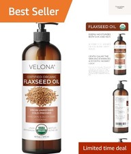 USDA Certified Organic Flaxseed Oil - 16 Fl Oz 100 Pure and Natural Carrie...