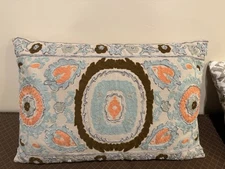 Creative Co-Op Botanical Embroidered 100% Cotton Lumbar Pillow, 24”W x 16”H