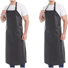2 Pack 46" Waterproof Rubber Pvc Apron Adjustable Aprons For Men Heavy Duty Work