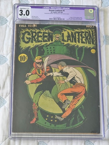 Green Lantern #1 CGC 3.0 Restored Comic Book 1941 Origin of Green Lantern KEY
