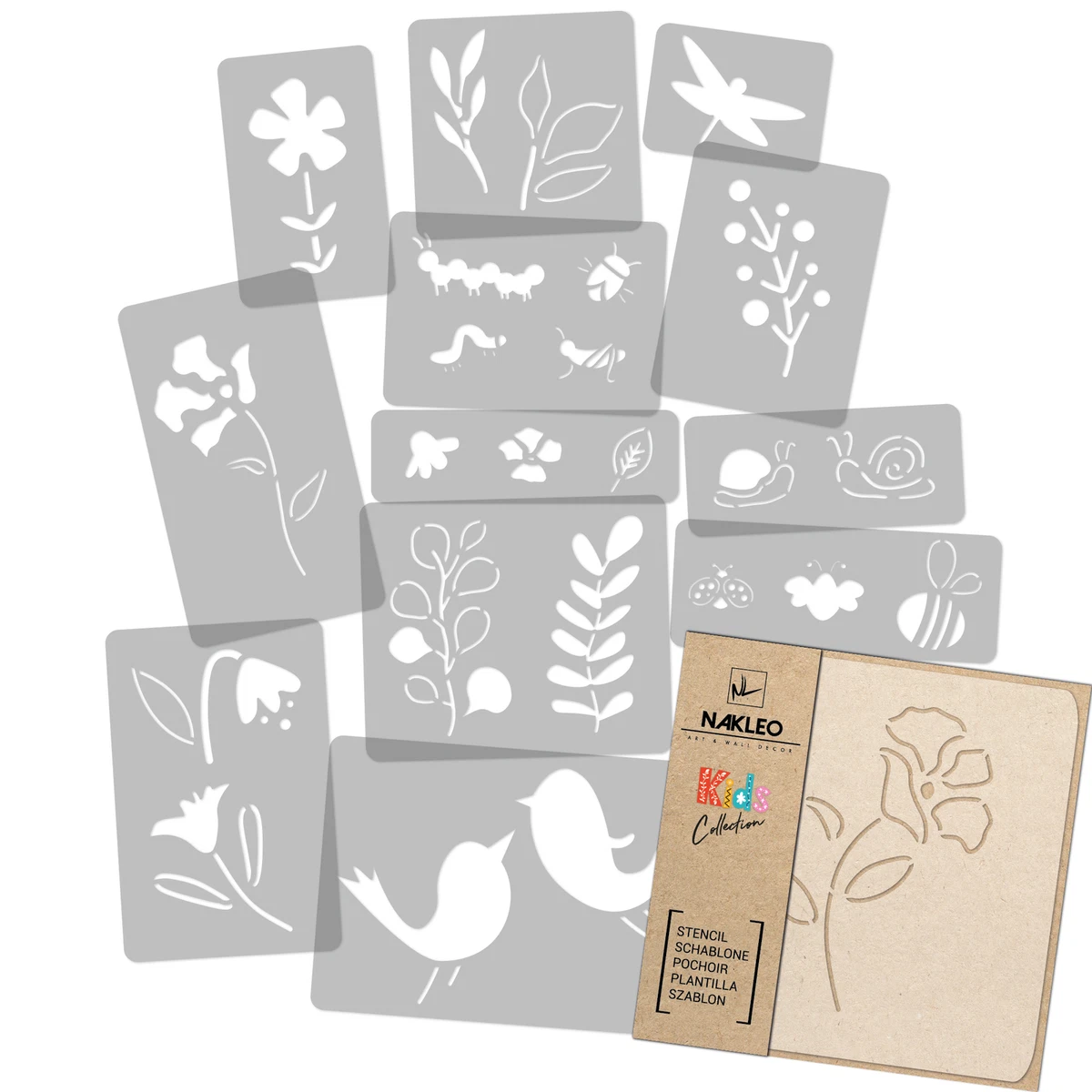 JSRQT 8 Pezzi Stencil Modelli di Pittura Grande Fiore,Stencil per Pittura Rosa,Stencil di Pittura per Giardino Recinzione Legno Parete Mobili Tessuti Decorazione 11.8 x 8.5