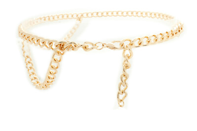 Women Gold Metal Chain Links Fashion Belt Hip High Waist Ball