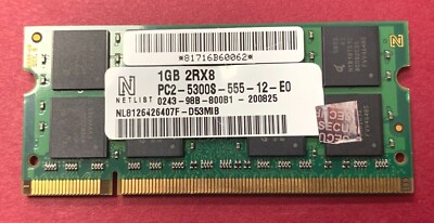  NETLIST 1GB 2RX8 PC2-5300S COMPUTER RAM MEMORY NL8126426407F-D53MIB