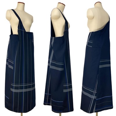 Y's Gabardine Check Asymmetric Apron Dress 2021AW Size 1 Y's Gabardine Check Asymmetric Apron Dress 2021AW Size 1